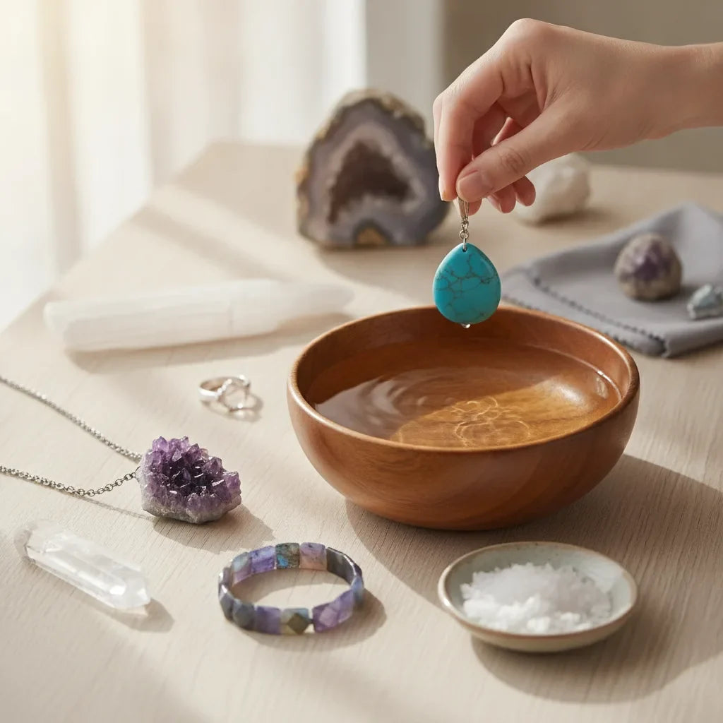 Entretien pierres naturelles bijoux eau sel – Guide