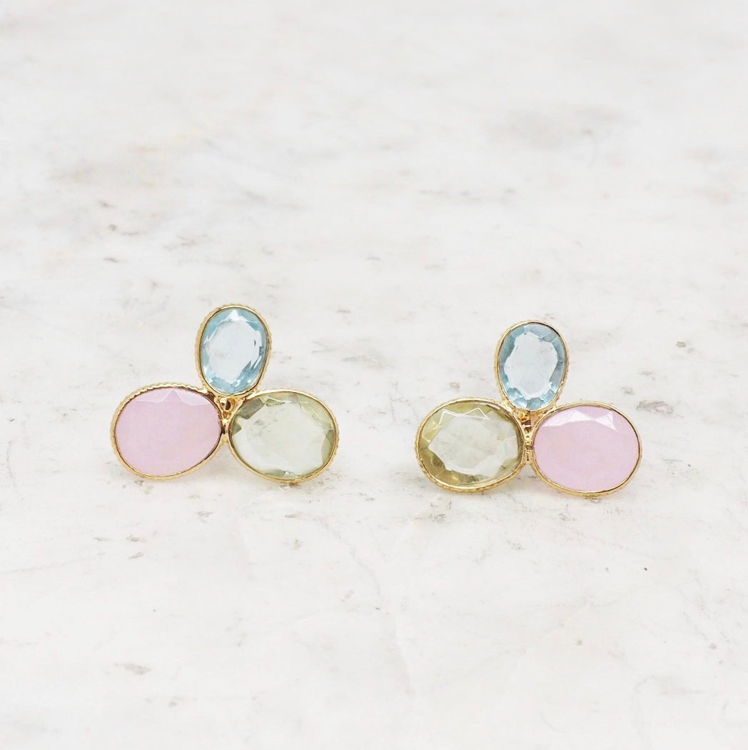 Trio - Rosa Chalcedon-Ohrringe