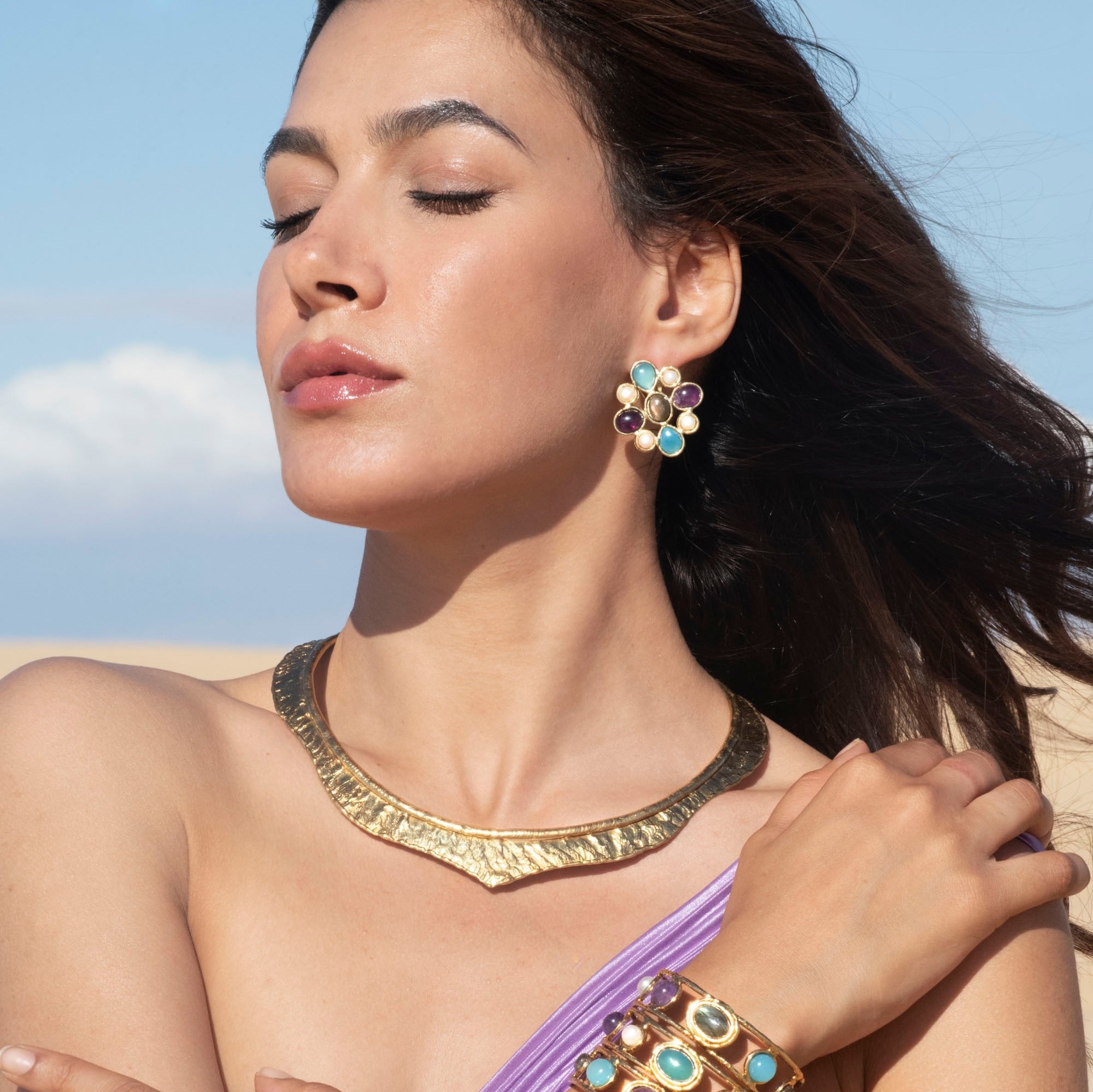 Rhéane - Boucle d'oreille - Labradorite