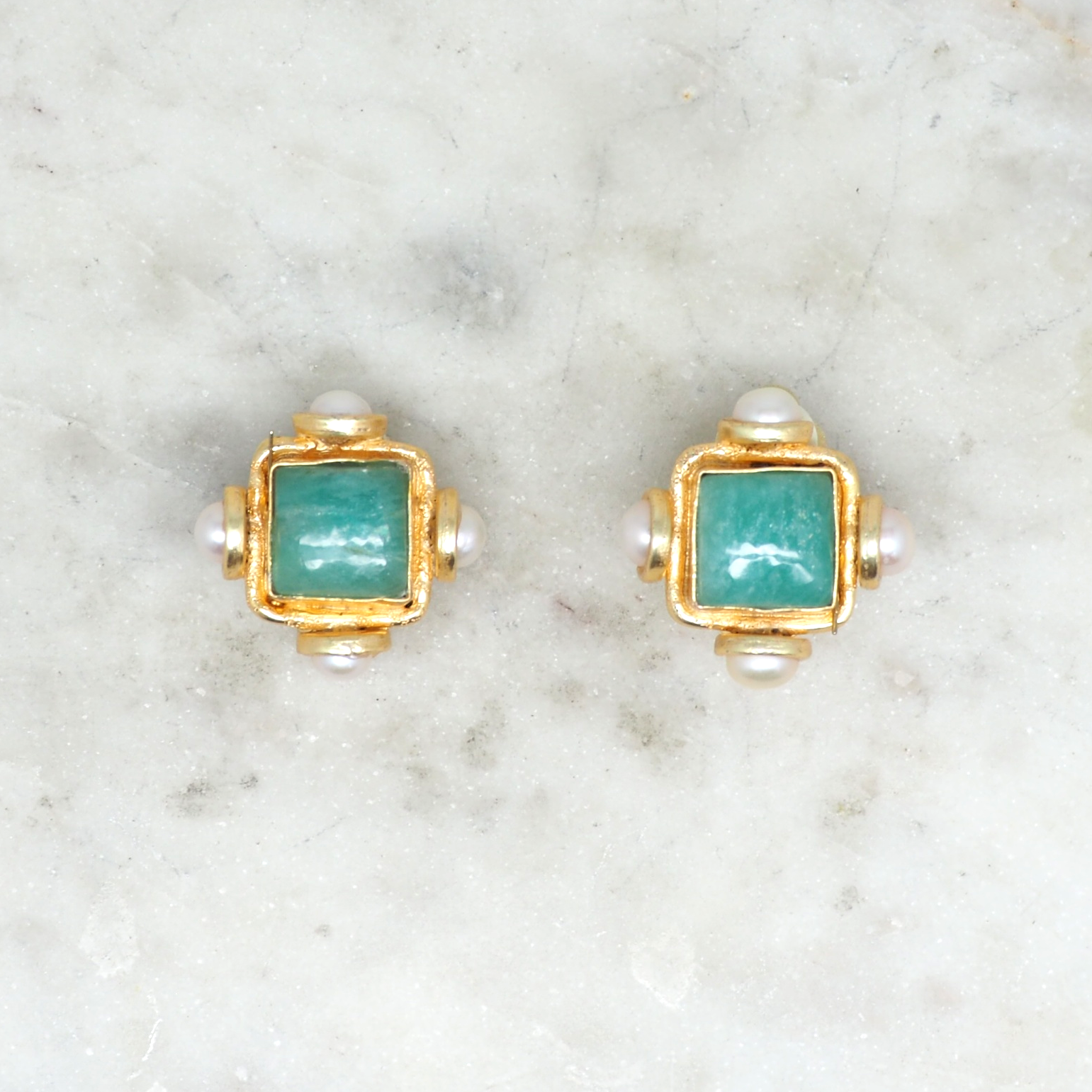 Pocca - Amazonite - Boucles d'oreilles