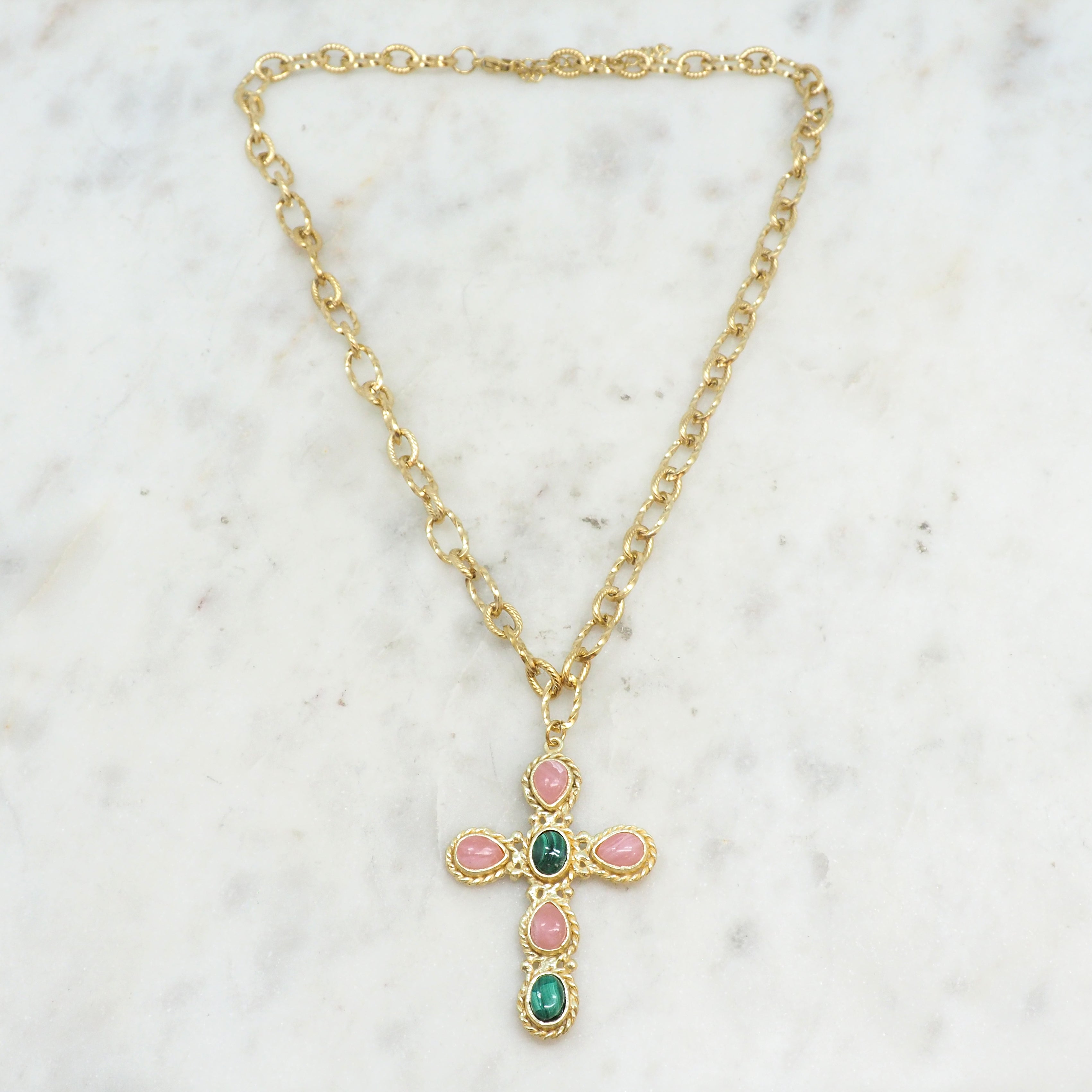 Faith Emotions collier- Rhodocrosite et Malachite