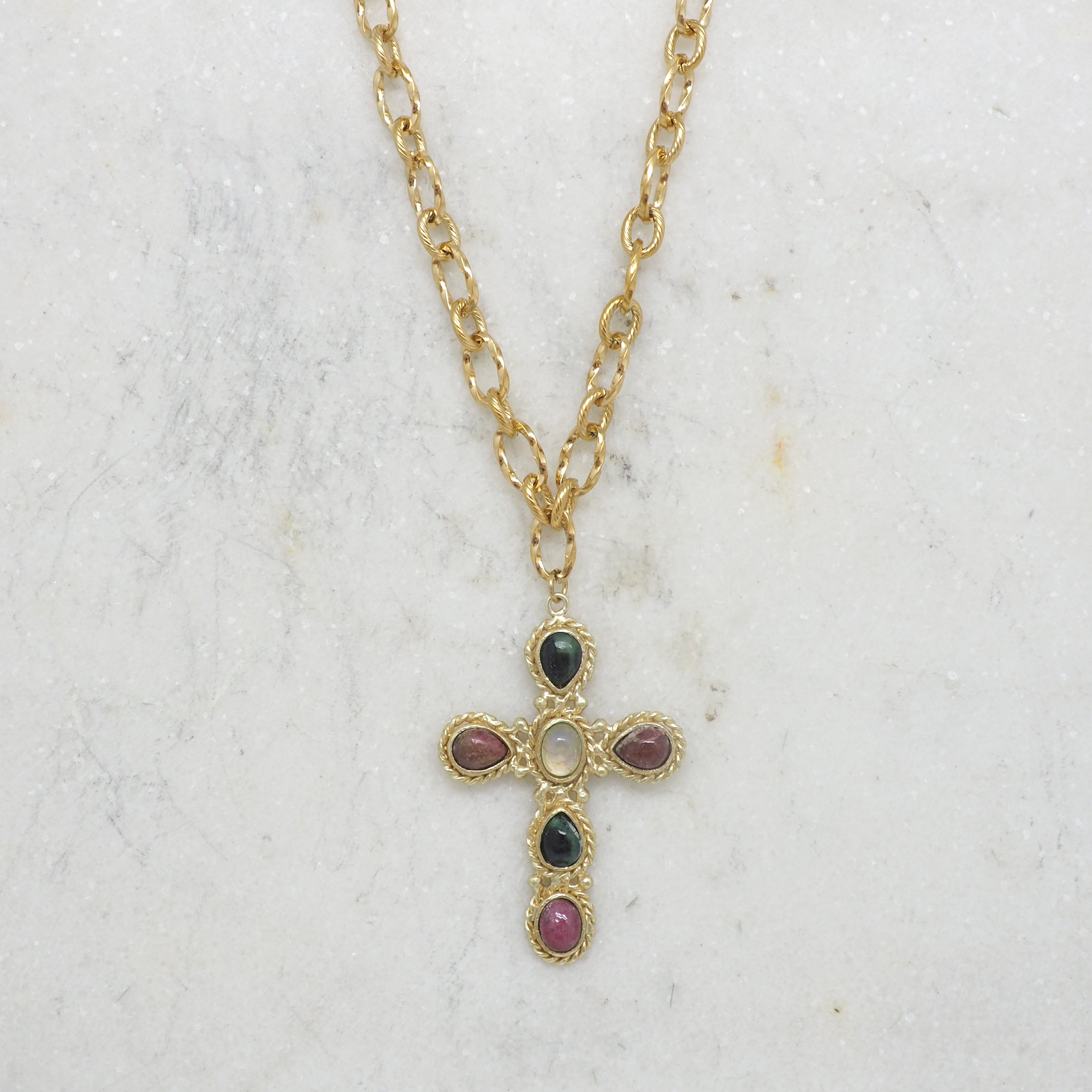 Faith Emotion collier - Rubis, rhodonite et pierre de lune