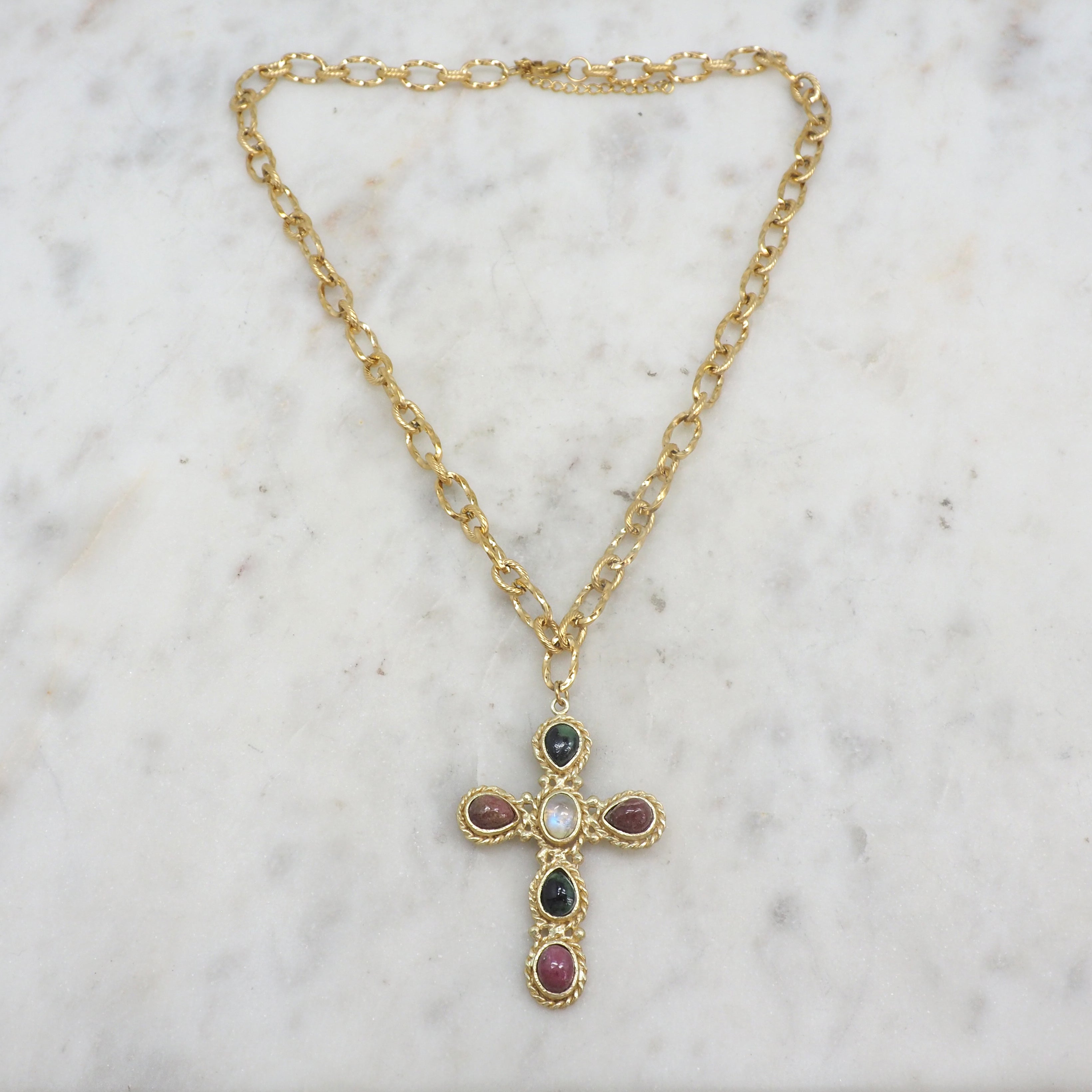 Faith Emotion collier - Rubis, rhodonite et pierre de lune