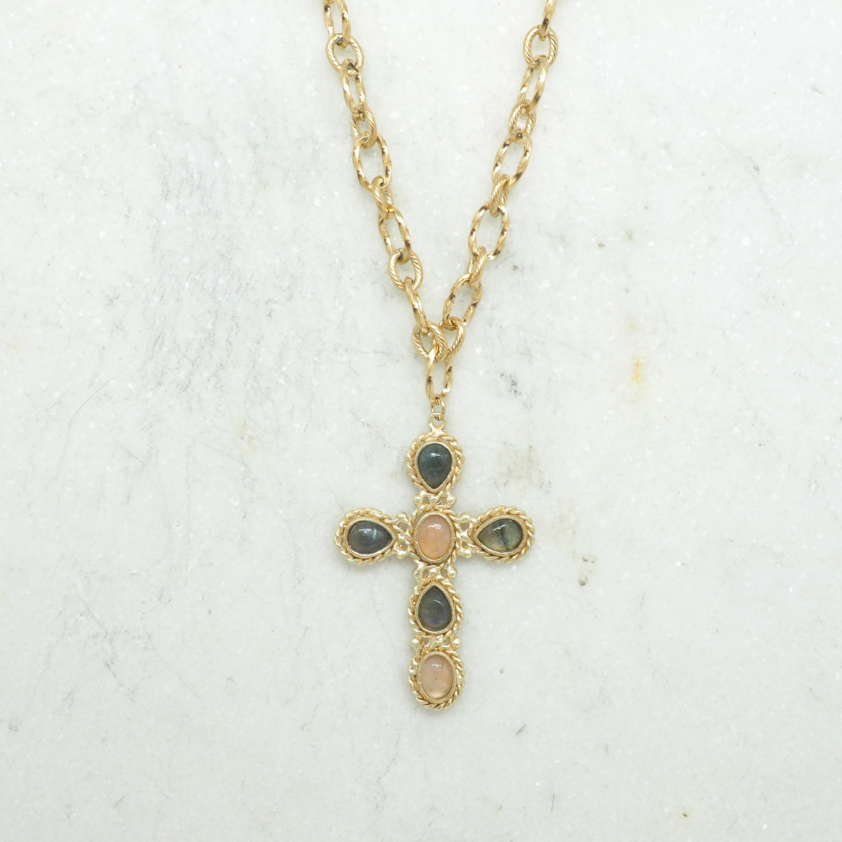 Faith Emotion collier - Labradorite et Quartz Rose