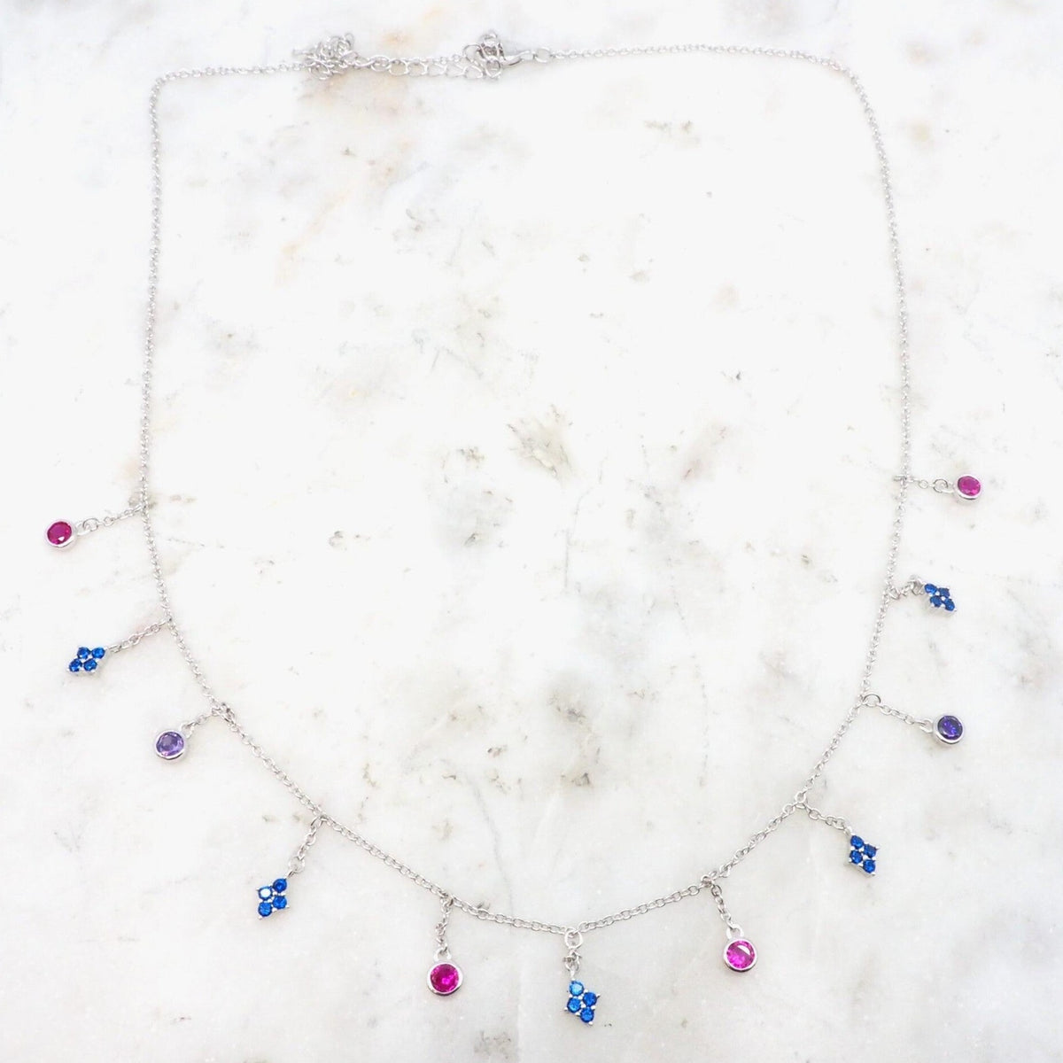 Collier Chaîne Avec Pendentif Arc-en-ciel - Argent Massif Et Zircon - Occasion - Marque Esprit