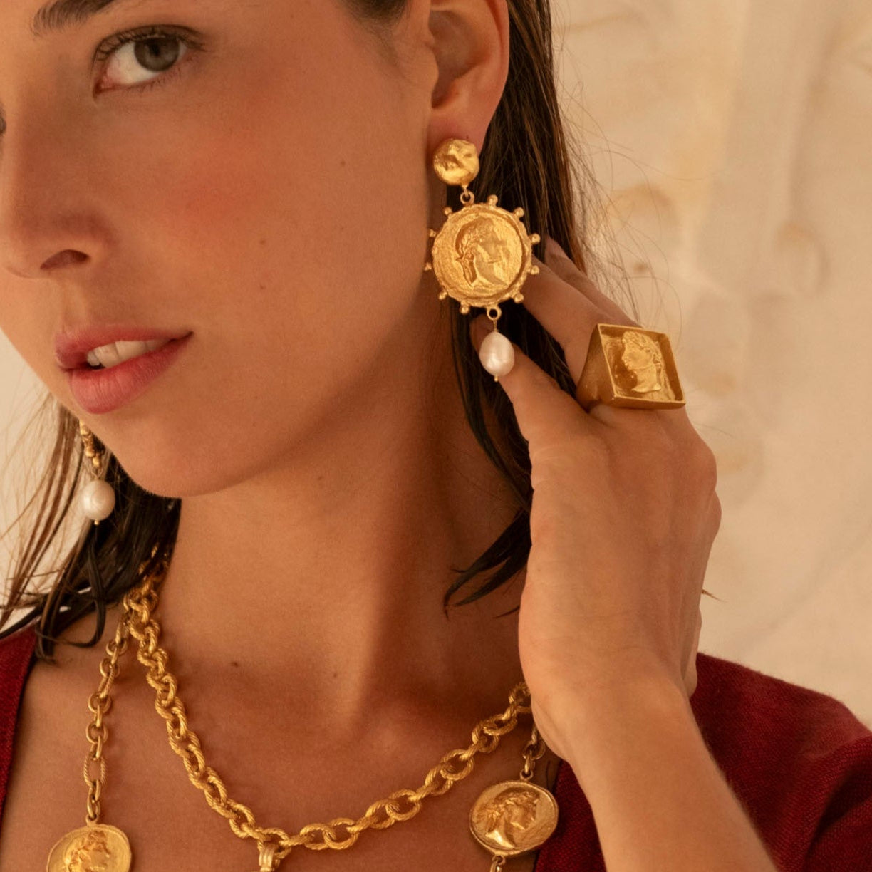 Pompéi - Boucles d'Oreille - Perle