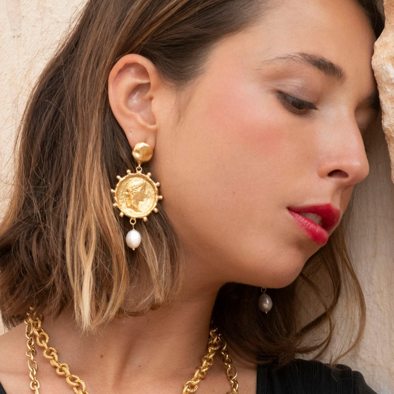 Pompéi - Boucles d'Oreille - Perle