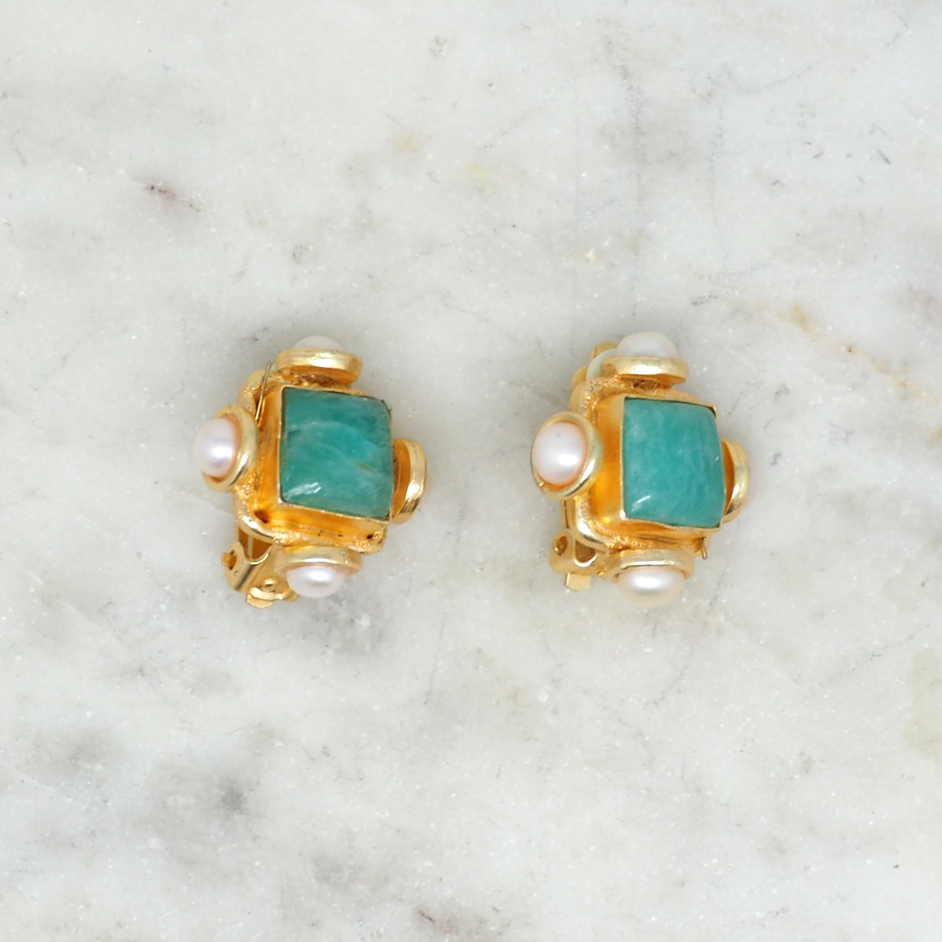 Pocca - Amazonite - Boucles d'oreilles