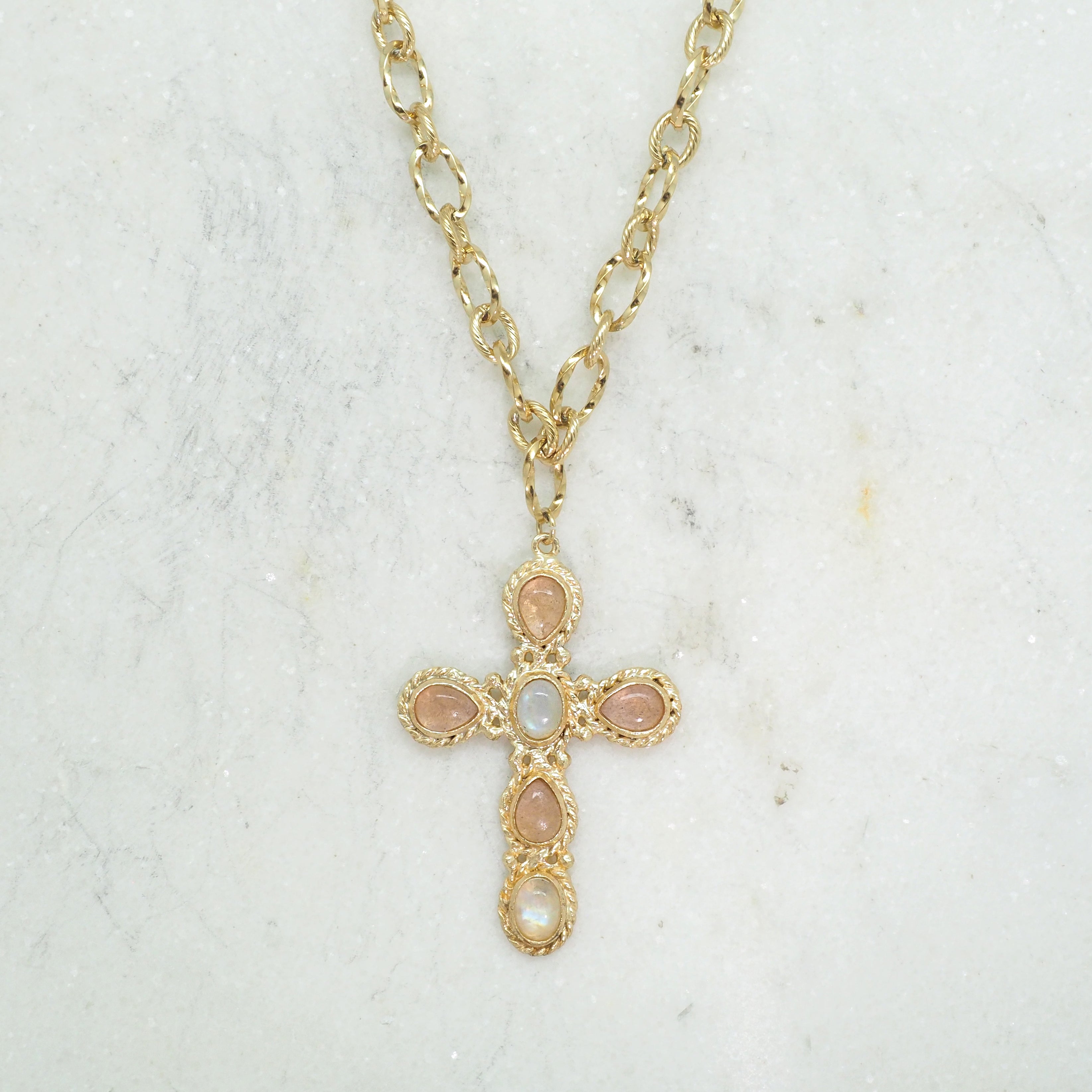 Faith Emotion collier - Quartz Fraise et Pierre de Lune