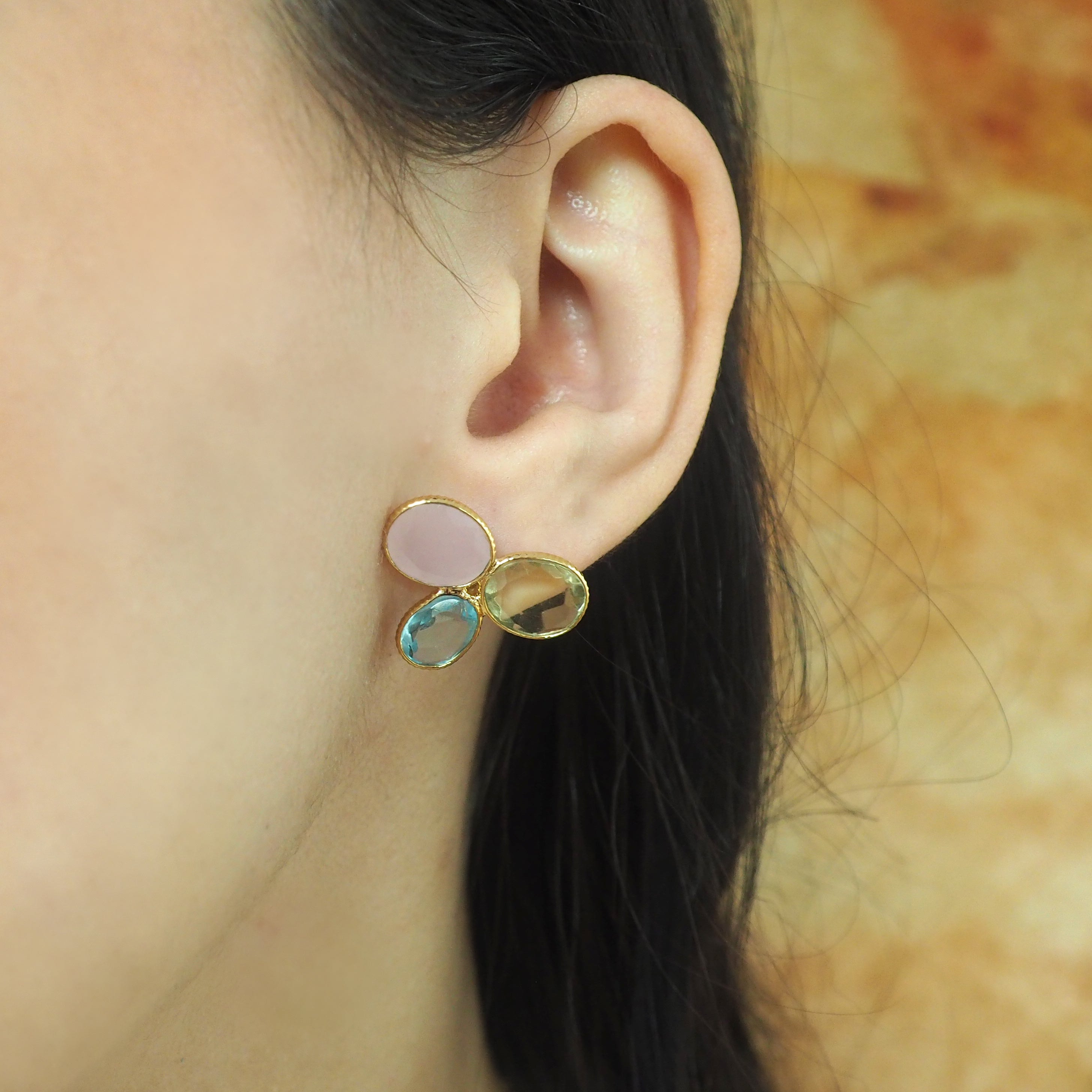 Trio - Pink Chalcedony Earrings