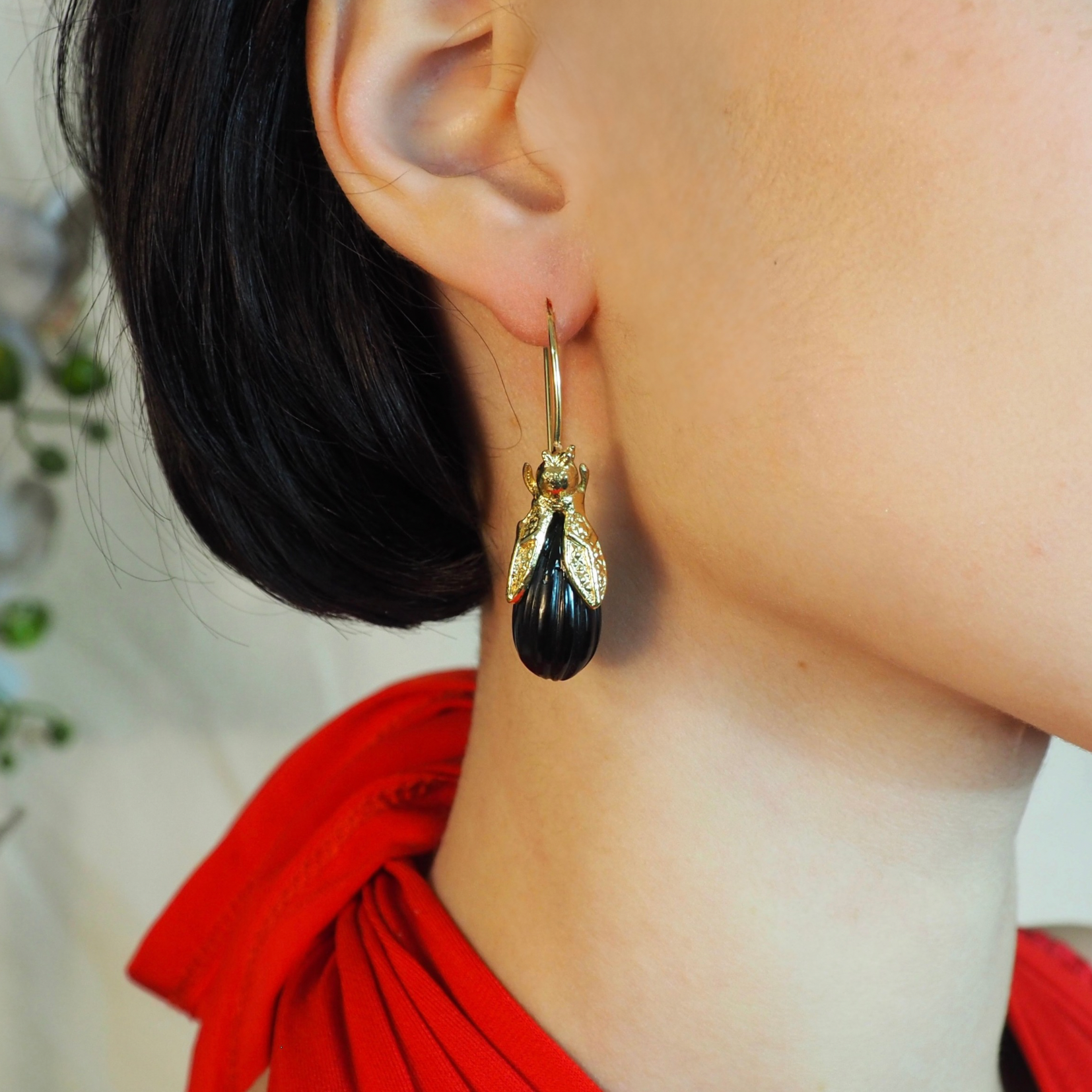 Totem - Boucle d'oreille Onyx noir