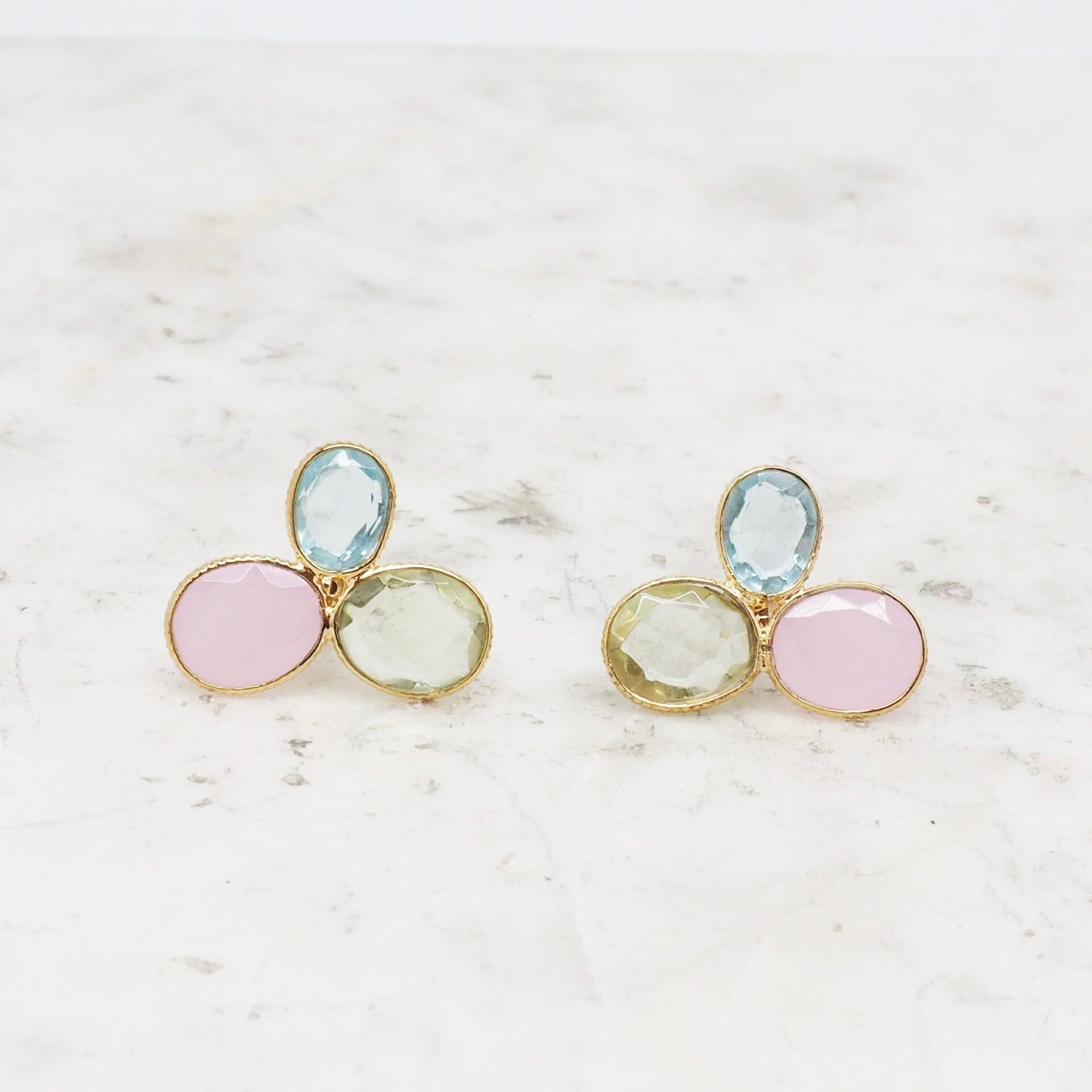 Trio - Pink Chalcedony Earrings