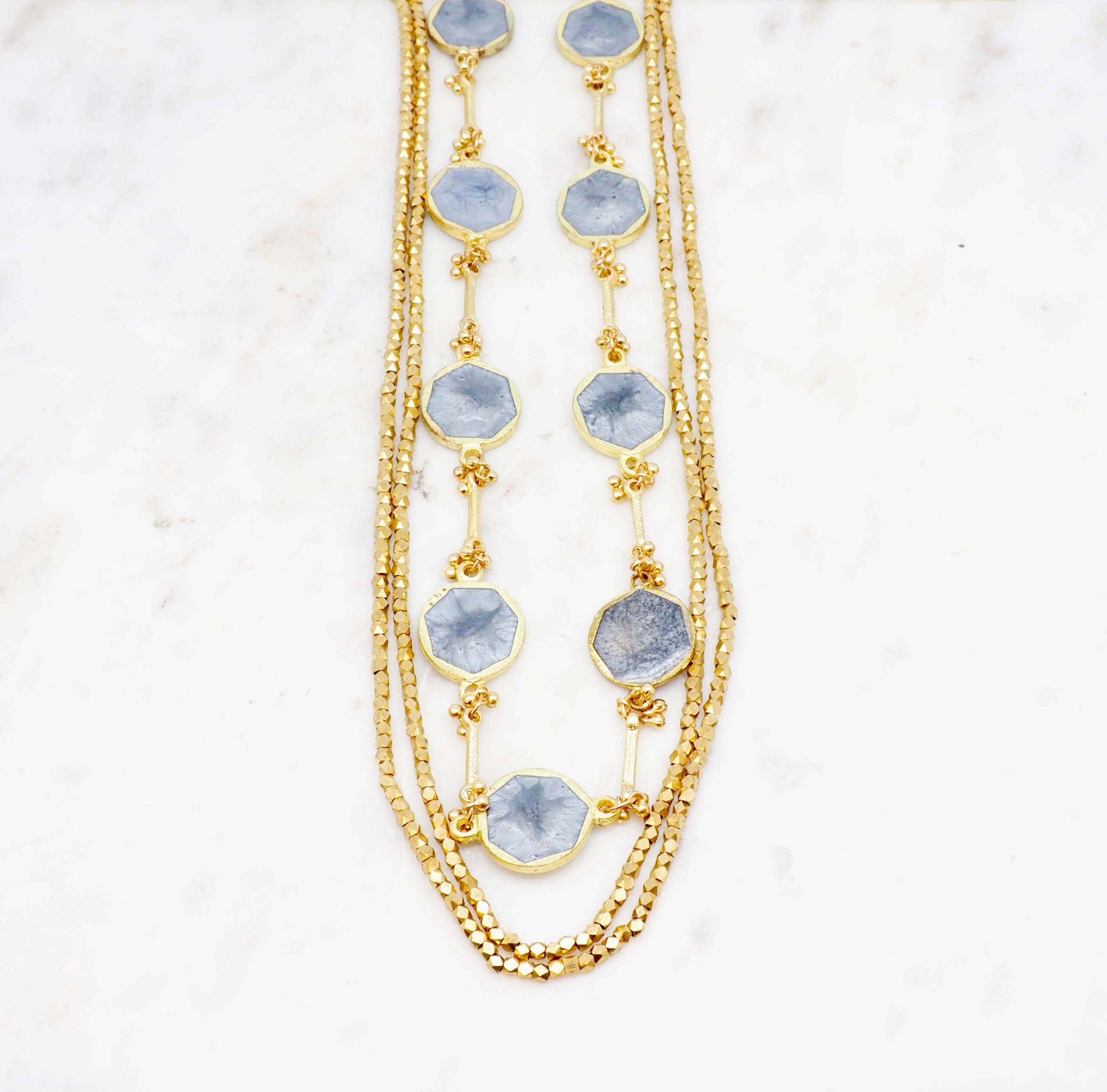 Skyléa - Gray Blue Long Necklace